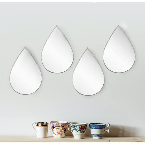 Set 4 Oglinzi Decorative, Naimeed D4605S, Argintiu, 19x1x28 cm