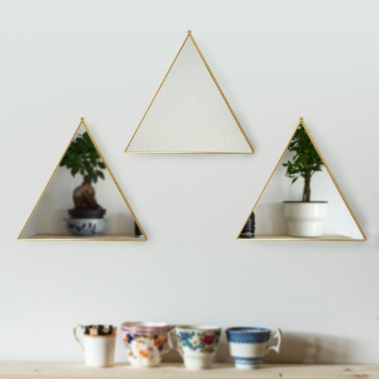 Set 3 Oglinzi Decorative, Naimeed D4606G, Auriu, 24x1x23 cm