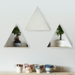 Set 3 Oglinzi Decorative, Naimeed D4606S, Argintiu, 24x1x23 cm