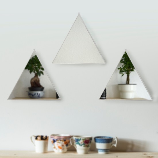 Set 3 Oglinzi Decorative, Naimeed D4606S, Argintiu, 24x1x23 cm