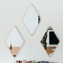 Set 3 Oglinzi Decorative, Naimeed D4607G, Auriu, 17x1x28 cm