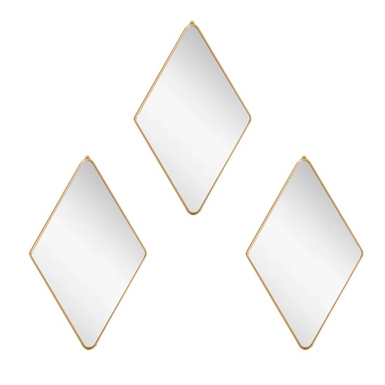Set 3 Oglinzi Decorative, Naimeed D4607G, Auriu, 17x1x28 cm