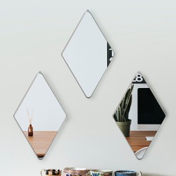 Set 3 Oglinzi Decorative, Naimeed D4607S, Argintiu, 17x1x28 cm