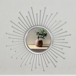 Oglinda Decorativa de Perete, Naimeed D4609S, Argintiu, ⌀50x3 cm