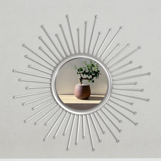 Oglinda Decorativa de Perete, Naimeed D4609S, Argintiu, ⌀50x3 cm