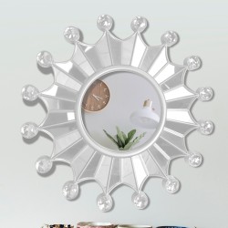 Oglinda Decorativa de Perete, Naimeed D4611S, Argintiu, ⌀45.5x2.5 cm