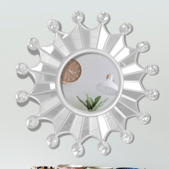 Oglinda Decorativa de Perete, Naimeed D4611S, Argintiu, ⌀45.5x2.5 cm