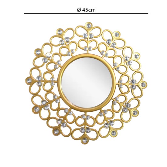 Oglinda Decorativa de Perete, Naimeed D4612G, Auriu, ⌀45x1 cm