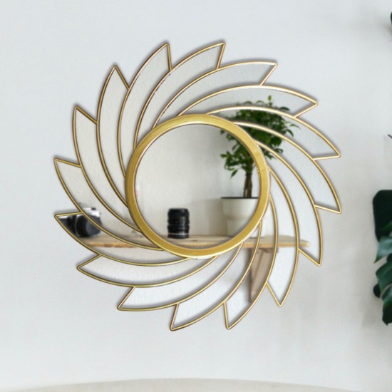 Oglinda Decorativa de Perete, Naimeed D4613G, Auriu, ⌀45x1 cm