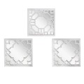Set 3 Oglinzi Decorative de Perete, Naimeed D4617W, Alb, 25.5x2.5x25.5 cm