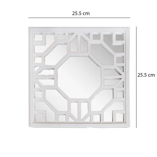 Set 3 Oglinzi Decorative de Perete, Naimeed D4617W, Alb, 25.5x2.5x25.5 cm