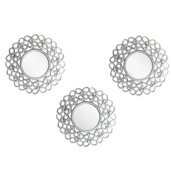 Set 3 Oglinzi Decorative de Perete, Naimeed D4621S, Arigntiu, Ø25x1 cm