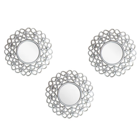 Set 3 Oglinzi Decorative de Perete, Naimeed D4621S, Arigntiu, Ø25x1 cm Set 3 Oglinzi Decorative de Perete, Naimeed D4621S, Arigntiu, Ø25x1 cm