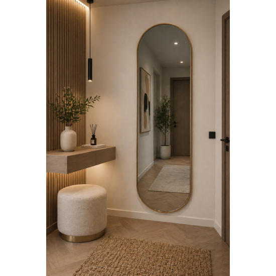 Oglinda Dreptunghiulara de Perete Naimeed D7980, Rama din Aluminiu, 60x170cm, auriu