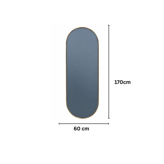 Oglinda Ovala de Perete, Naimeed D7980, Rama din Aluminiu, 60x170cm, auriu