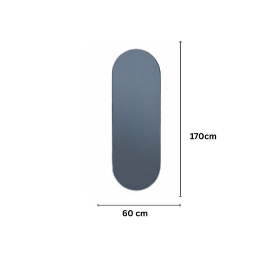 Oglinda Ovala de Perete, Naimeed D7981, Rama din Aluminiu, 60x170cm, argintiu