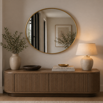 Oglinda de Perete, Naimeed D7983, Rama din Aluminiu, 60 cm, auriu