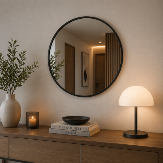 Oglinda de Perete, Naimeed D7985, Rama din Aluminiu, 80 cm, negru