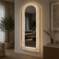 Oglinda LED de Perete Naimeed D7992, 3 Nuante de lumina, Touch, 60x160cm, auriu