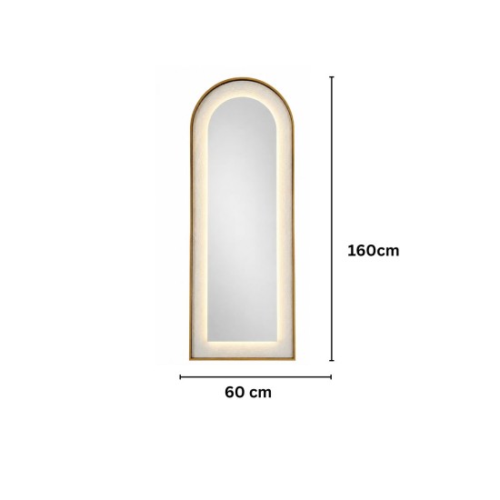 Oglinda LED de Perete Naimeed D7994, 3 Nuante de lumina, Touch, 60x160cm, auriu