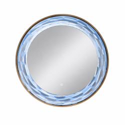 Oglinda LED de Perete, Naimeed D7996, Rama din Aluminiu Auriu, Insert Texturat, 3 Nuante de lumina, 80cm