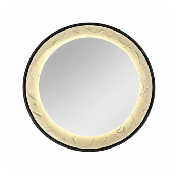 Oglinda LED de Perete, Naimeed D7997, Rama din Aluminiu  Negru, Insert Texturat, 3 Nuante de lumina, 80cm