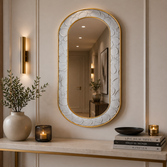 Oglinda LED de Perete, Naimeed D8001, Design Arcuit, 3  Nuante de lumina, Touch, 60x160 cm