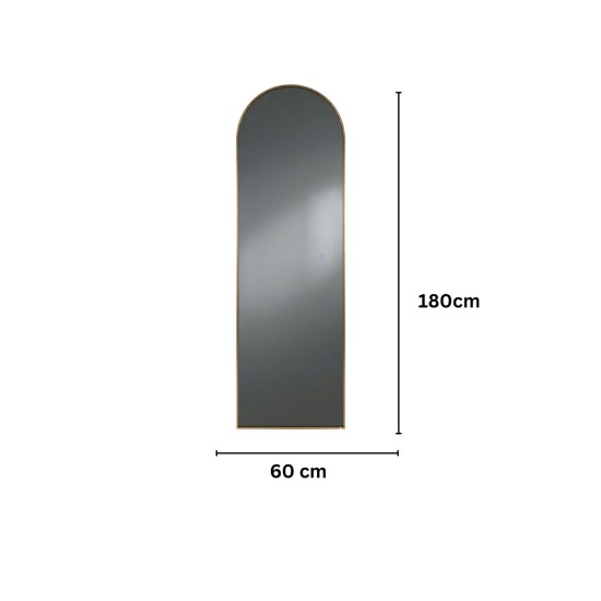 Oglinda Dreptunghiulara de Perete sau de podea cu suport, Naimeed D8008, Rama din Aluminiu, 60x180cm, auriu