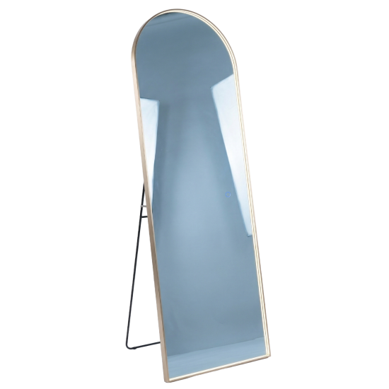 Oglinda Dreptunghiulara de Perete sau de podea cu suport, Naimeed D8008, Rama din Aluminiu, 60x180cm, auriu
