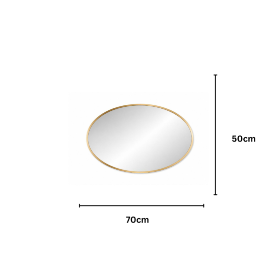 Oglinda Ovala de Perete, Naimeed D8013, Rama din Aluminiu, 50x70cm, auriu