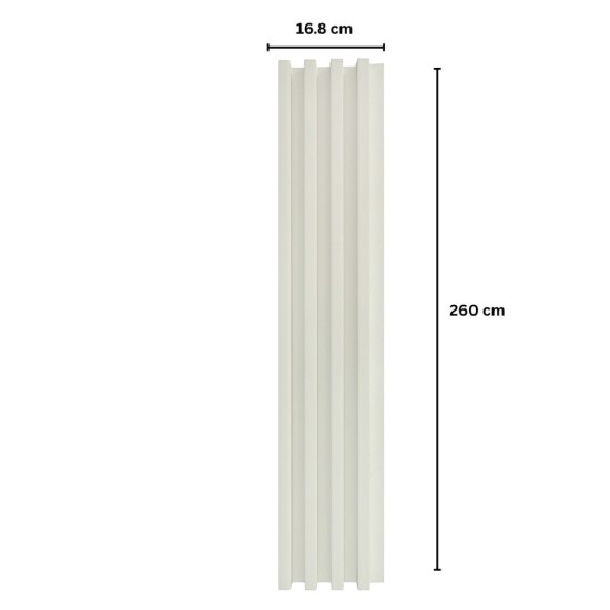 Panou decorativ riflaj WPC, montaj rapid, rezistenta ridicata, Naimeed D7536, 260x16.8x2.3cm, crem deschis