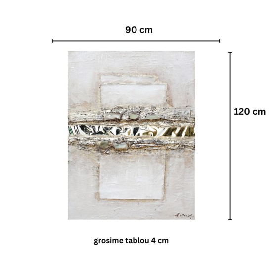 Tablou decorativ, 3D relief, Naimeed D7953, montat pe suport rigid si rama exterioara din lemn, 90x120x4cm