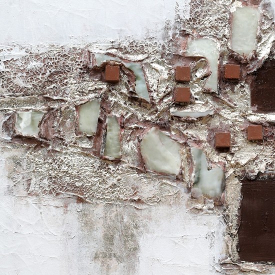 Tablou decorativ, 3D relief piatra naturala, Naimeed D7954, montat pe suport rigid si rama exterioara din lemn, 90x120x4cm