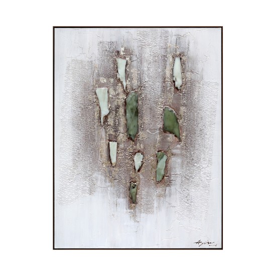 Tablou decorativ, 3D piatra naturala, Naimeed D7955, montat pe suport rigid si rama exterioara din lemn, 90x120x4cm