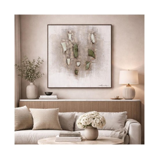 Tablou decorativ, 3D piatra naturala, Naimeed D7955, montat pe suport rigid si rama exterioara din lemn, 90x120x4cm