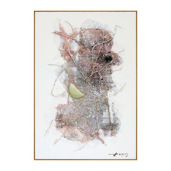 Tablou decorativ, 3D relief piatra naturala, Naimeed D7956, montat pe suport rigid si rama exterioara din lemn, 80x120x4cm