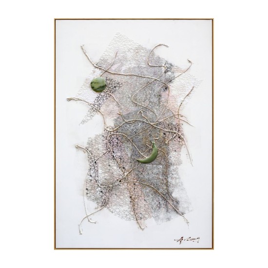 Tablou decorativ, 3D piatra naturala, Naimeed D7957, montat pe suport rigid si rama exterioara din lemn, 80x120x4cm