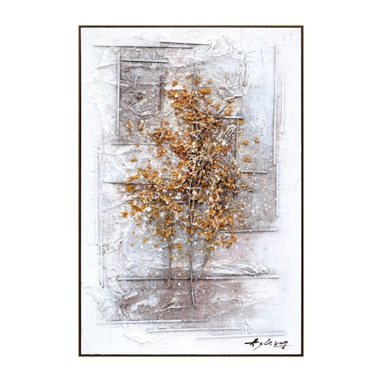 Tablou decorativ, 3D relief, Naimeed D7958, montat pe suport rigid si rama exterioara din lemn, 80x120x4cm