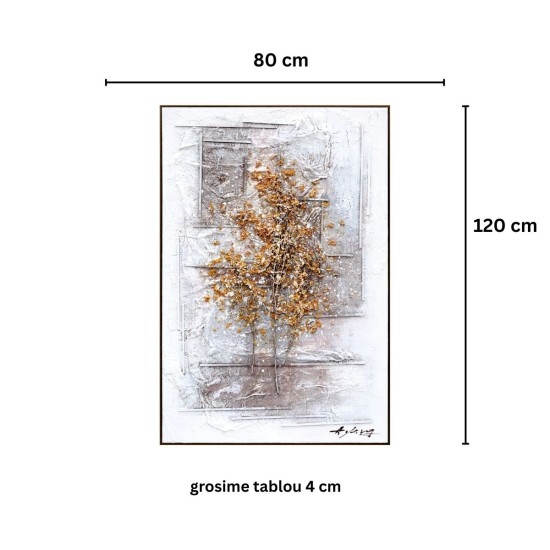 Tablou decorativ, 3D relief, Naimeed D7958, montat pe suport rigid si rama exterioara din lemn, 80x120x4cm