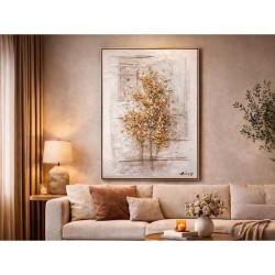 Tablou decorativ, 3D relief polimer, Naimeed D7958, montat pe suport rigid si rama exterioara din lemn, 80x120x4cm