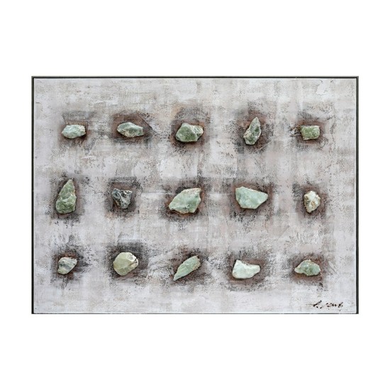 Tablou decorativ, 3D relief piatra naturalar, Naimeed D7959, montat pe suport rigid si rama exterioara din lemn, 90x120x4cm