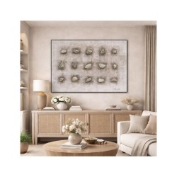 Tablou decorativ, 3D relief polimer, Naimeed D7959, montat pe suport rigid si rama exterioara din lemn, 90x120x4cm