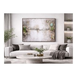 Tablou decorativ, 3D relief polimer, Naimeed D7960, montat pe suport rigid si rama exterioara din lemn, 100x100x4.5cm