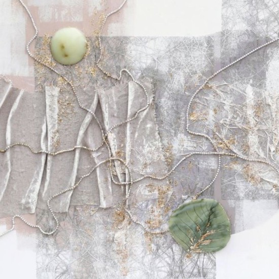 Tablou Decorativ, vopsea in ulei pe panza, Naimeed D7961, relief 3D piatra decorativa, montat pe rama dubla din lemn 100x100x4cm