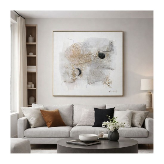 Tablou decorativ, efect 3D piatra naturala, Naimeed D7962, montat pe rama dubla din lemn, 100x100x4cm