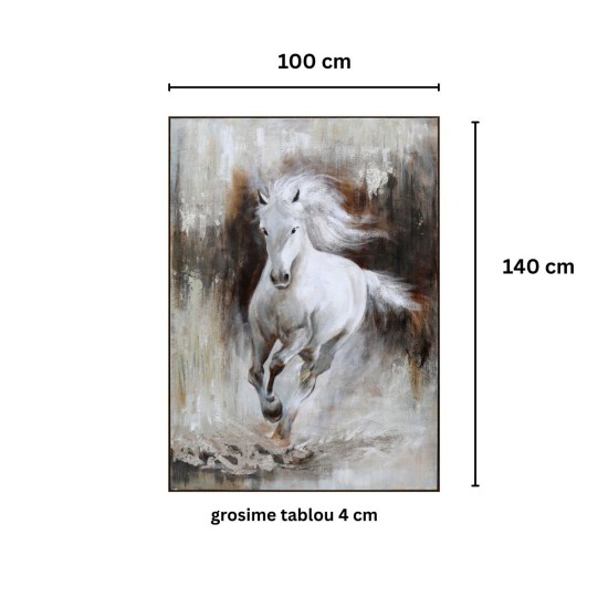 Tablou Decorativ, vopsea in ulei pe panza, Naimeed D7963, efect 3D, montat pe rama dubla din lemn, 100x140x4cm