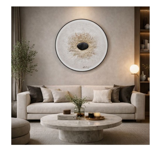 Tablou decorativ, 3D relief polimer, Naimeed D7964, montat pe suport rigid si rama exterioara din lemn, 80cm