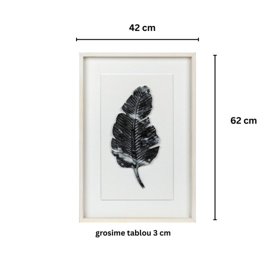 Tablou decorativ, 3D piatra naturala, Naimeed D7965, montat pe suport rigid si rama exterioara din lemn, 42x62x3cm