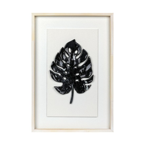 Tablou decorativ, 3D relief piatra naturala, Naimeed D7966, montat pe suport rigid si rama exterioara din lemn, 42x62x3cm