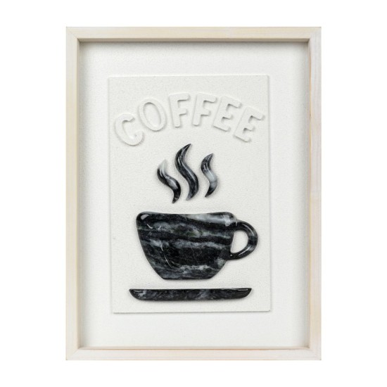 Tablou decorativ, 3D piatra naturala, Naimeed D7968, montat pe suport rigid si rama exterioara din lemn, 32x42x4cm